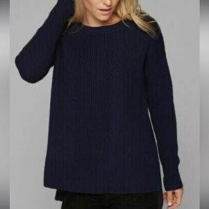 NWOT- Athleta Ribbed Merino Wool Blend Sweater Navy